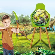 Load image into Gallery viewer, Dinosaur Themed Bow and Arrow Shooting Archery Set with Bow Suction Top Arrows Quiver Target Stand Outdoor Garden Game for Kids