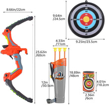 Load image into Gallery viewer, Indoor Outdoor Luminous Archery Play Set Toy with Target Suction Cup Arrows Target Board 6 Foam Targets Great Target Games for Kids
