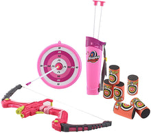 Load image into Gallery viewer, Luminous Archery Play Set Toy with Target Suction Cup Arrows Target Board 6 Foam Targets Indoor Outdoor Target Games for Children(Pink)