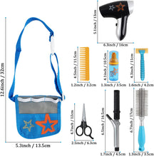 Load image into Gallery viewer, Stylist Hairdresser Barber Salon Role Play Set with Hairdryer, Curling Iron Belt and Styling Accessories Pretend Play Set for Kids