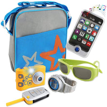 Load image into Gallery viewer, Over the Shoulder Bag Play Set with Pretend Phone Camera and Travel Accessories with Light and Sound Features Great Pretend Play for Kids