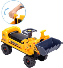Load image into Gallery viewer, 2-in-1 Ride on Toy Bulldozer Truck for Toddlers with Manual Forklift and Excavator Scoop Horn and Additional Storage Seat Christmas Gift