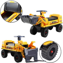 Load image into Gallery viewer, 2-in-1 Ride on Toy Bulldozer Truck for Toddlers with Manual Forklift and Excavator Scoop Horn and Additional Storage Seat Christmas Gift