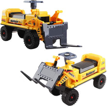 Load image into Gallery viewer, 2-in-1 Ride on Toy Bulldozer Truck for Toddlers with Manual Forklift and Excavator Scoop Horn and Additional Storage Seat Christmas Gift