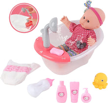 Load image into Gallery viewer, Baby Doll Bath Play Set with Real Water Faucet Function and Baby Doll Accessories Included