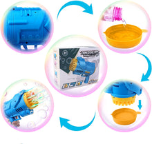 Load image into Gallery viewer, 40 Holes Bubble Machine Gun Blue Bubble Gun w/ Lights Bubble Solution for Kids Adults Summer Toy Gift for Outdoor Indoor Birthday Party
