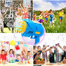 Load image into Gallery viewer, 40 Holes Bubble Machine Gun Blue Bubble Gun w/ Lights Bubble Solution for Kids Adults Summer Toy Gift for Outdoor Indoor Birthday Party