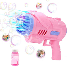 Load image into Gallery viewer, 40 Holes Bubble Machine Gun Pink Bubble Gun with Lights/Bubble Solution for Adults Kids Summer Toy Gift for Outdoor Indoor Birthday Party