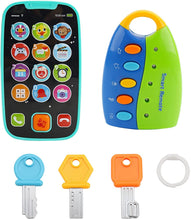 Load image into Gallery viewer, My First Mobile Phone and Car Key Fob Toy for Children Toddlers - Great Fine Motor and Sensory Development Toy