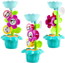 Load image into Gallery viewer, Kids Bathtime Fun Flower Sprinkler Toy with Watering Can Waterwheel Colored Stacking Cups Wind-Up Animal Bath Toys Mesh Bath Toy Storage Bag