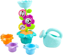 Load image into Gallery viewer, Kids Bathtime Fun Flower Sprinkler Toy with Watering Can Waterwheel Colored Stacking Cups Wind-Up Animal Bath Toys Mesh Bath Toy Storage Bag