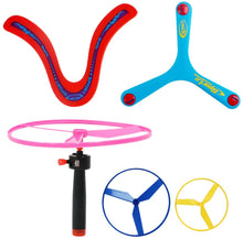 Load image into Gallery viewer, 2-in-1 Super Bubble Push along Lawnmower Toy Machine Boomerangs and UFO Flyers for Indoor and Outdoor Use–Great Christmas Gift for Kids