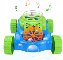 Load image into Gallery viewer, 2-in-1 Super Bubble Push along Lawnmower Toy Machine Boomerangs and UFO Flyers for Indoor and Outdoor Use–Great Christmas Gift for Kids