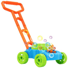 Load image into Gallery viewer, 2-in-1 Super Bubble Push along Lawnmower Toy Machine Boomerangs and UFO Flyers for Indoor and Outdoor Use–Great Christmas Gift for Kids