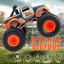 Load image into Gallery viewer, 1:18 Scale Bigfoot Remote Control Monster Truck CarsToys 2.4Ghz All Terrain Racing Car Off-Road Rechargeable RC Crawler Cars Gift for Kids