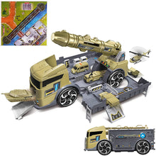 Load image into Gallery viewer, 2-in-1 Transporter and Garage Military Play Set Collectible Military Vehicles with Ramp kids Toys Prefect Birthday Christmas Gift