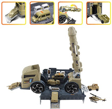 Load image into Gallery viewer, 2-in-1 Transporter and Garage Military Play Set Collectible Military Vehicles with Ramp kids Toys Prefect Birthday Christmas Gift