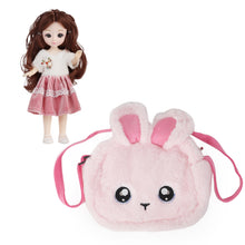 Load image into Gallery viewer, Baby Doll with The Tote Bag Playset Including 11.5" Doll Plush Fashion Outfits Brooch Adjustable Strap Fluffy Bunny Handbags for Kids