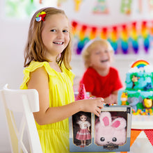 Load image into Gallery viewer, Baby Doll with The Tote Bag Playset Including 11.5" Doll Plush Fashion Outfits Brooch Adjustable Strap Fluffy Bunny Handbags for Kids
