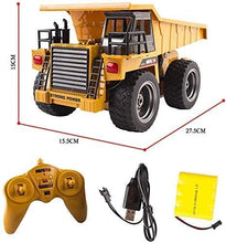 Load image into Gallery viewer, 1:18 Construction Toy Car 6 Channel Remote Control Truck Fully Functional Die Cast RC Dumper Truck with LED Light Sound Toys for Kids