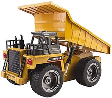 Load image into Gallery viewer, 1:18 Construction Toy Car 6 Channel Remote Control Truck Fully Functional Die Cast RC Dumper Truck with LED Light Sound Toys for Kids