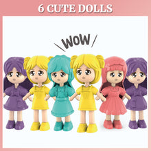 Load image into Gallery viewer, Dollhouse with 6 Doll, Dream House for Girls, Kids Pink Story Princess Castle Dolls House Playset with Furniture Accessories for Girls Boys