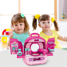 Load image into Gallery viewer, 3-In-1 Pink Portable Doll House Princess Beauty Table Play Set w/ Accessories Carry Case/Backpack for Kids Perfect for Christmas Birthdays