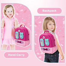 Load image into Gallery viewer, 3-In-1 Pink Portable Doll House Princess Beauty Table Play Set w/ Accessories Carry Case/Backpack for Kids Perfect for Christmas Birthdays