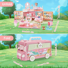Load image into Gallery viewer, Portable Dollhouse Playset DIY Pretend Portable Caravan Camper Bus Doll Play House Furniture Toy Bedroom Set Family Toys For 3+ Kids
