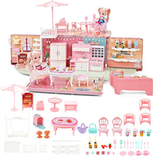 Load image into Gallery viewer, Portable Doll House Kitchen Playset DIY Pretend Portable Caravan Camper Bus Doll Play House Furniture Toy Kit Mini Family Toys for Kids
