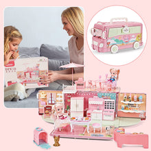 Load image into Gallery viewer, Portable Doll House Kitchen Playset DIY Pretend Portable Caravan Camper Bus Doll Play House Furniture Toy Kit Mini Family Toys for Kids