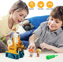 Load image into Gallery viewer, DIY Pirate Ship Building Set with Light and Music Educational Toys for Kids Pirate Construction Toys Gift for Christmas Birthdays