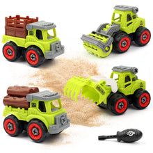 Load image into Gallery viewer, Kids Educational DIY Assembly Farm Truck Toy with 4 Vehicles and Screwdriver to Assemble - Green