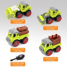 Load image into Gallery viewer, Kids Educational DIY Assembly Farm Truck Toy with 4 Vehicles and Screwdriver to Assemble - Green