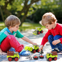 Load image into Gallery viewer, Kids Educational DIY Assembly Farm Truck Toy with 4 Vehicles and Screwdriver to Assemble - Green