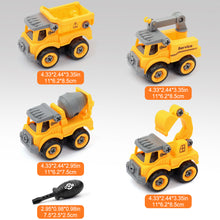 Load image into Gallery viewer, Kids Educational DIY Assembly Construction Truck Toy with 4 Vehicles and Screwdriver to Assemble - Yellow
