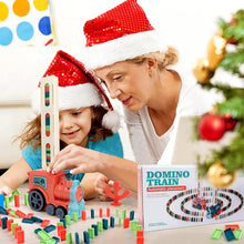 Load image into Gallery viewer, Automatic Domino Laying Electric Train Toy Set with 60Pcs Domino Blocks Sound and Light Kids Stacking Toys Domino Game for Kids (Pink)