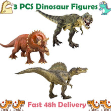 Load image into Gallery viewer, Set of 3 Large Dinosaur Figures T-Rex Triceratops Spinosaurus Toy Kids Gift