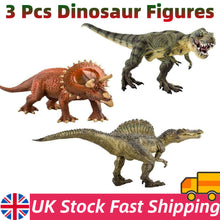 Load image into Gallery viewer, Set of 3 Large Dinosaur Figures T-Rex Triceratops Spinosaurus Toy Kids Gift