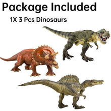 Load image into Gallery viewer, Set of 3 Large Dinosaur Figures T-Rex Triceratops Spinosaurus Toy Kids Gift
