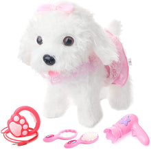 Load image into Gallery viewer, Interactive Electronic Pet Dog Toy with Detachable Lead, Walking and Touch Sensing Functions Hair Drier and Accessories Great for Children