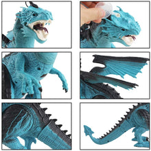 Load image into Gallery viewer, Remote Control Dinosaur Toy with Walking Simulated Roaring Fire Breathing Effect and Head-Shaking Functions for Kids 3 Mini Dino Figures