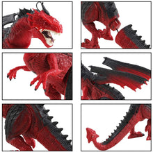 Load image into Gallery viewer, Remote Control Dinosaur Toy with Walking Simulated Roaring Fire Breathing Effect and Head-Shaking Functions for Kids 3 Mini Dino Figures Red