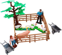 Load image into Gallery viewer, 31 Piece Portable Farmyard Play Set with Farm Tractor Trailer Trucks Animal Figures Farmer Toys Birthday Christmas Gift for Children
