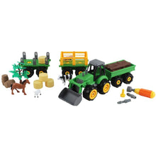 Load image into Gallery viewer, 28 Pcs Farm Yard Play Set with DIY Take Apart Push Along Tractor and Trailers Educational Toys Great Birthday Christmas Gift