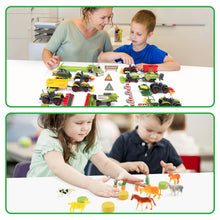 Load image into Gallery viewer, 31 Pieces Die Cast Model Machinery DIY Farm Tractor Vehicle Carriage Trucks and Storage Box Toy Farm Animals Detachable Tractor for Kids
