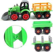 Load image into Gallery viewer, Farm Yard Fun Assembling and Disassembling Farm Vehicle Set of Tractor Trailers Construction Playset 28 Pieces Storage Box and Screwdriver