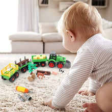 Load image into Gallery viewer, Farm Yard Fun Assembling and Disassembling Farm Vehicle Set of Tractor Trailers Construction Playset 28 Pieces Storage Box and Screwdriver