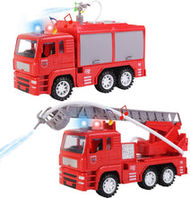 Load image into Gallery viewer, Fire Rescue Trucks Play Set with Removable Accessories Water Hose Lights and Sounds  Early Education Toy Car for Kids (2 Pack)