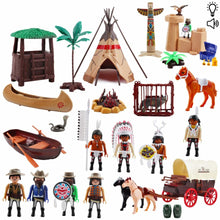 Load image into Gallery viewer, Deluxe Wild West Action Figures Play Set Including Horse Cart, Animals and Tipi with Light, Music and Variety of Accessories